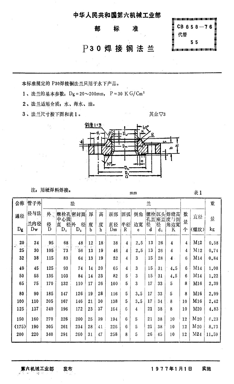 【法蘭標準】CB858-76 【法蘭標準】CB858-76