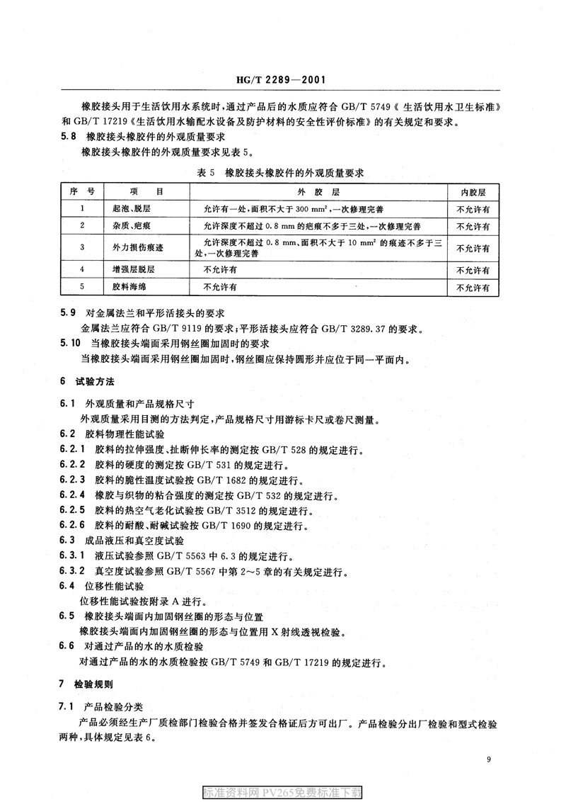 【產(chǎn)品標準】HG/T 2289-2001 可曲撓橡膠接頭 【產(chǎn)品標準】HG/T 2289-2001 可曲撓橡膠接頭